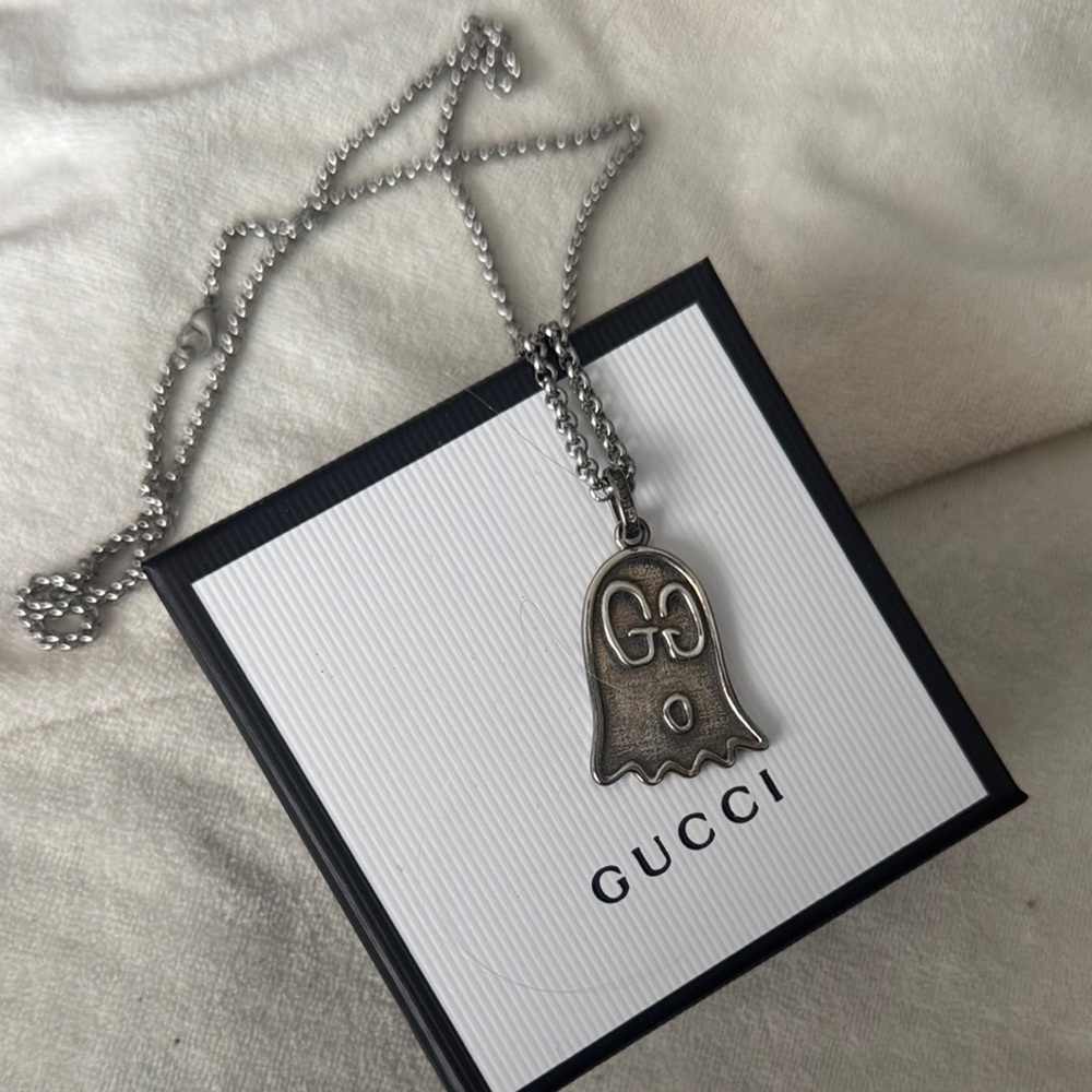 Gucci Silver Ghost Pendant Necklace